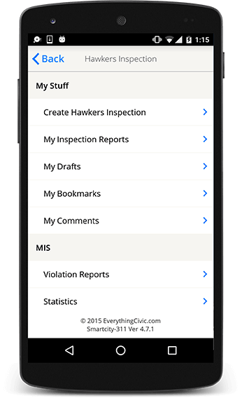 Hawker Inspection Application